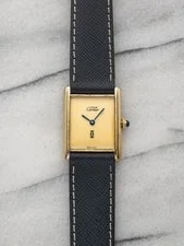 Cartier — 1970s Cartier Must Tank Vermeil Burgundy Spidered Dial Quartz 23mm — Watch — resale