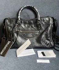 Balenciaga — Balenciaga le City Small Cracked Aged Graffitied Handle Auth — Handbag — resale
