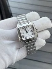 Cartier — Cartier Santos Stainless Steel 4075 35mm Ref WSSA0029 W/ Card — Watch — resale