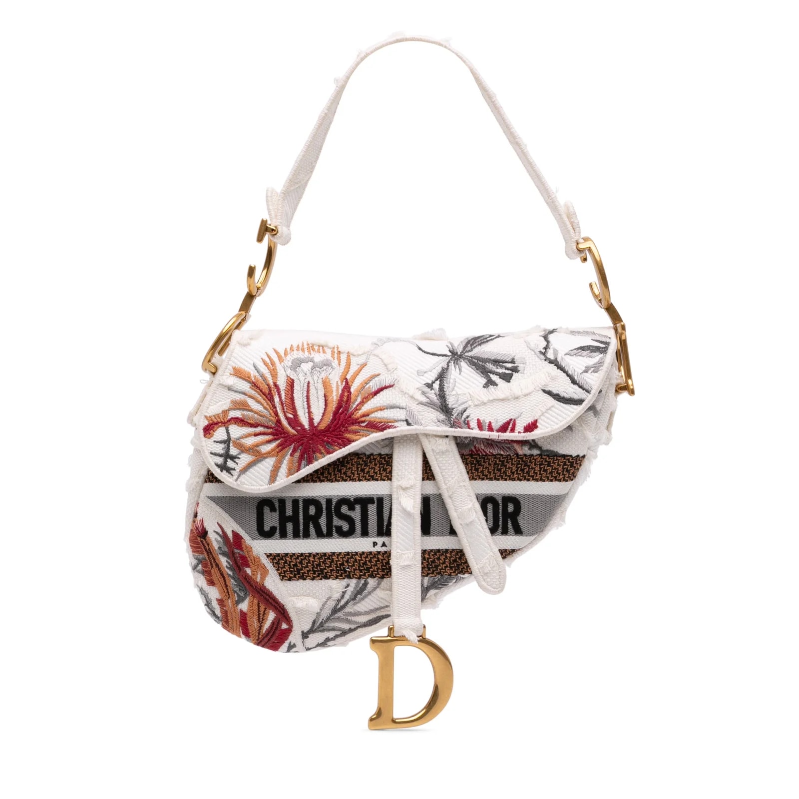Dior — Embroidered Camouflage Flowers Saddle — Handbag — resale