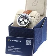 Breitling — Breitling Navitimer B01 Chronograph 43mm SS Black Dial Leather Strap GMT #C018 — Watch — resale