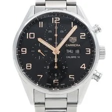Tag Heuer — TAG Heuer Carrera Calibre 16 CV2A1AB BA0738 DayDate Black SS Steel Automatic — Watch — resale
