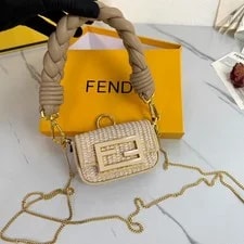 Fendi — Fendi Nano Baguette Mini Woven Chain — Handbag — resale