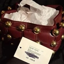 Woven — Bottega Woven Studded Rectangle Open Top, -Tone — Handbag — resale