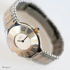 Must de Cartier — Must de Cartier 21 Ref 123000P Steel-Gold Rouleaux Bracelet + Strap - 1990 — Watch — resale