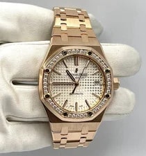 Audemars Piguet — Audemars Piguet Royal Oak Automatic Date Rose Gold Bracelet Diamond Bezel — Watch — resale