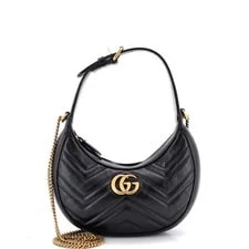 Gucci — Matelasse Chevron Mini GG Marmont Half Moon Hobo — Handbag — resale