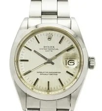 Rolex — Rolex Oyster Perpetual Date 1500 Automatic 34mm Box Silver — Watch — resale
