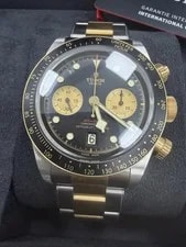 Tudor — Tudor Black Bay Chrono S&G Black With Gold Subs Dial on Brown Leather — Watch — resale