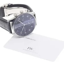 IWC — IWC Portugieser IW371447 41mm SS Black Dial Chronograph Automatic Leather #C193 — Watch — resale