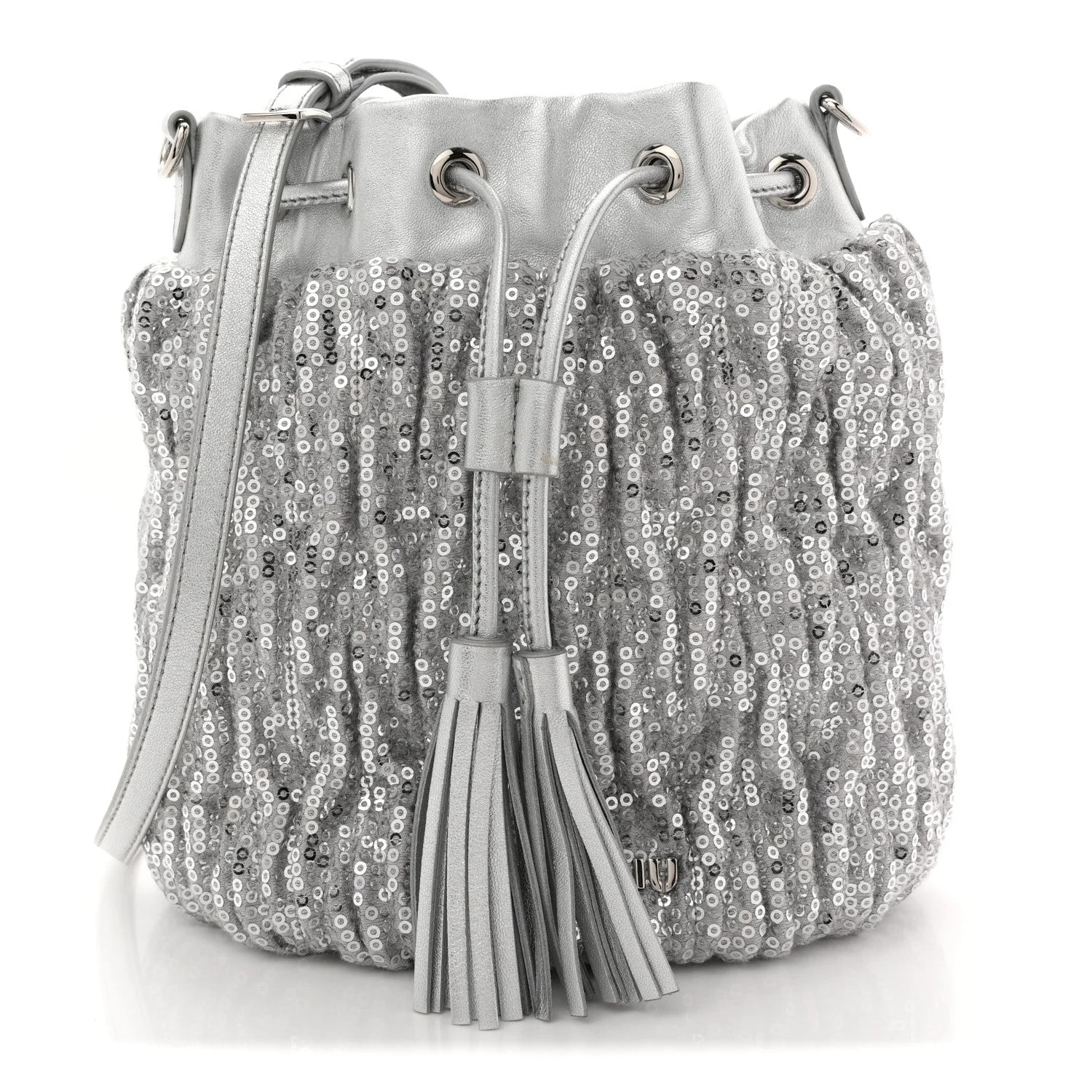 Miu Miu — Paillettes Mate Bucket Argento — Handbag — resale