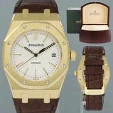 Audemars Piguet — Audemars Piguet AP Royal Oak Yellow Gold 15300ba 39mm White Dial Leather — Watch — resale