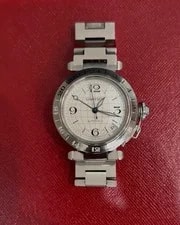 Cartier — Cartier Pasha GMT W31078M7 35mm Silver Dial Automatic Steel Bracelet — Watch — resale