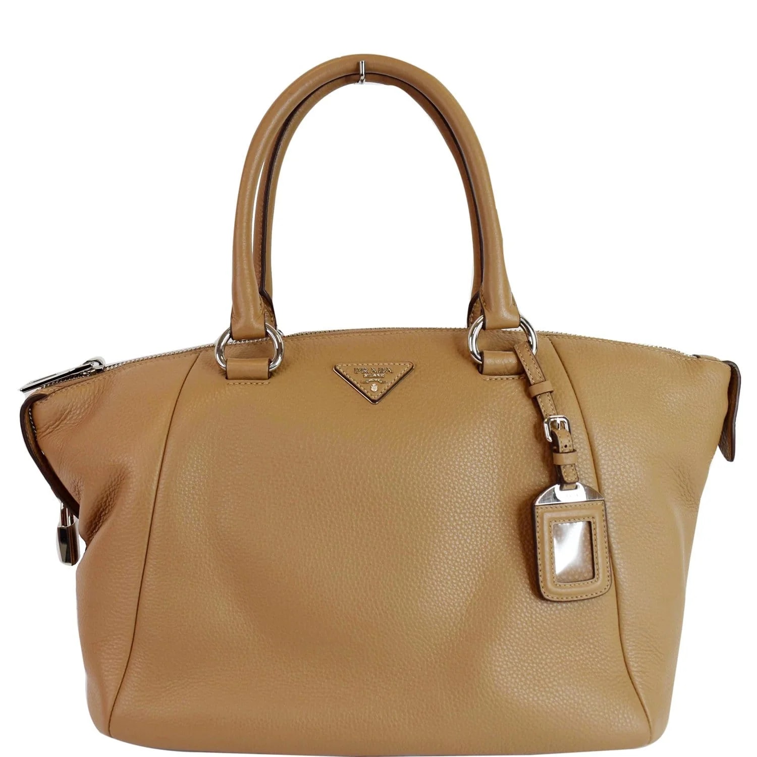 Prada — Prada Inchiostro Vitello Daino Double Handle Satchel — Handbag — resale