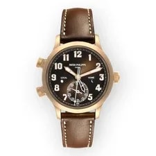 Patek Philippe — Patek Philippe Calatrava Pilot Travel Time Rose Gold Brown Dial 37mm - 7234R-001 — Watch — resale
