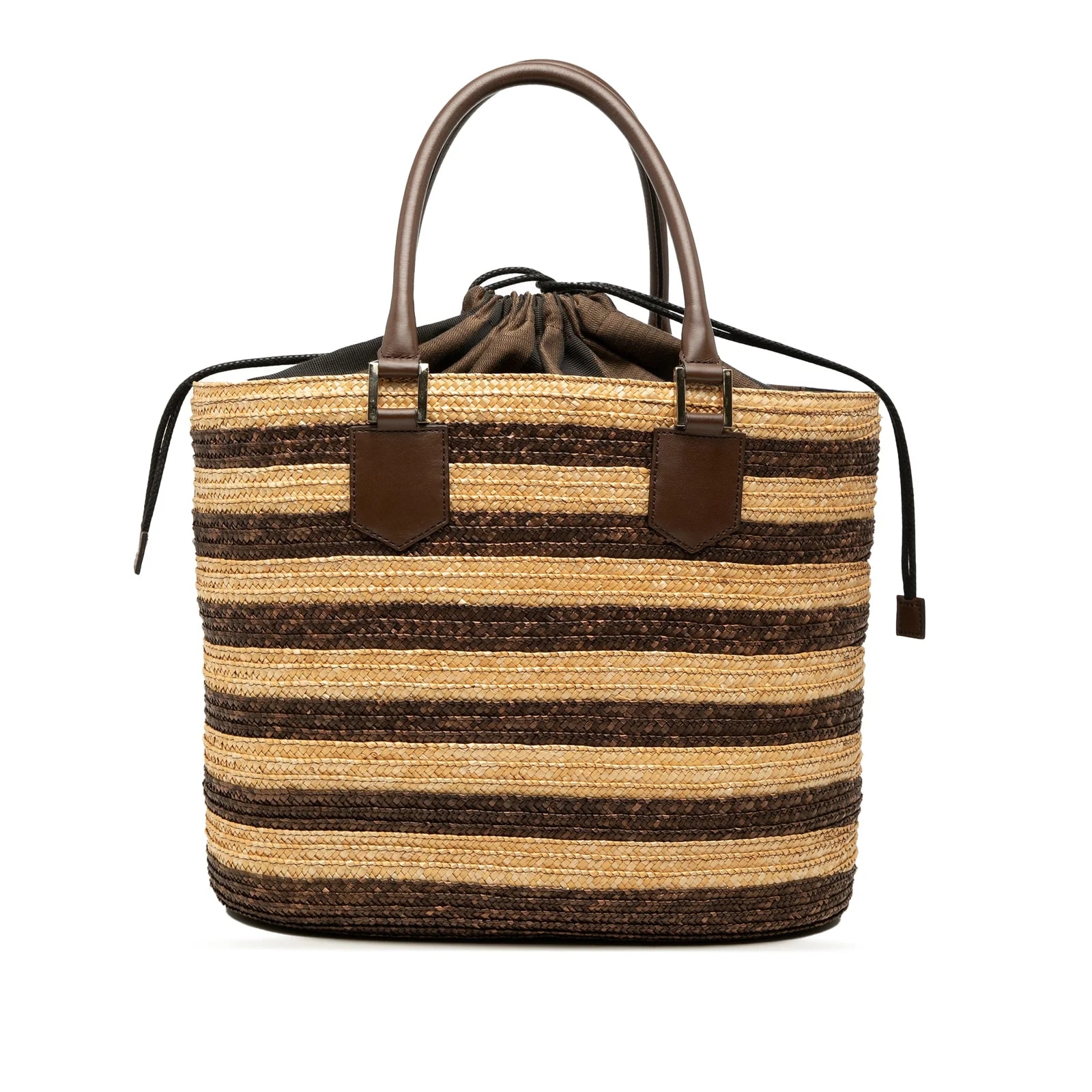 Fendi — Straw Pecan Striped Beach — Handbag — resale