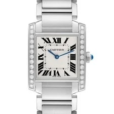Cartier — Cartier Tank Francaise Midsize Steel Diamond W4TA0009 Box Card — Watch — resale
