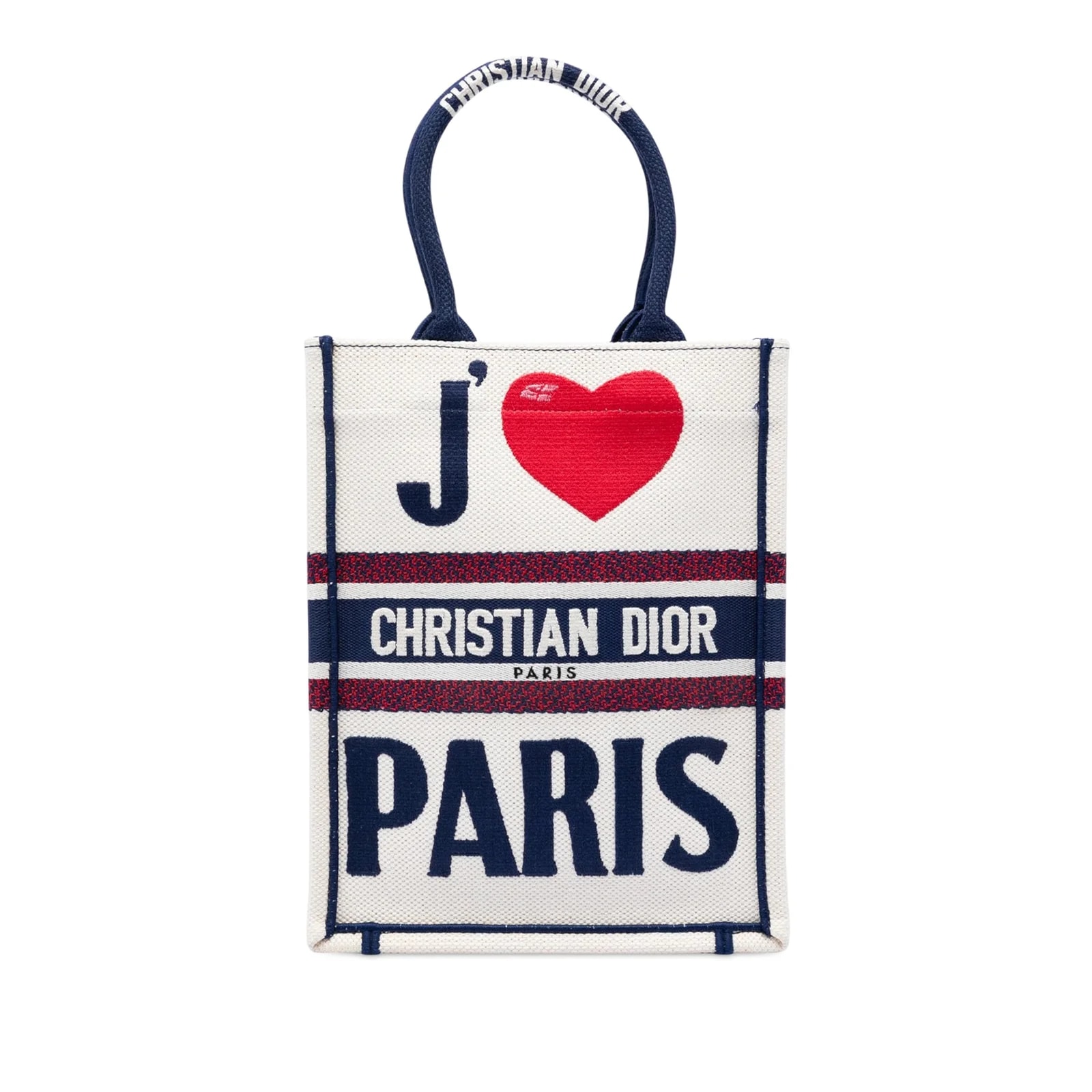 Dior — Embroidered I Love Paris Vertical Book Tote — Handbag — resale