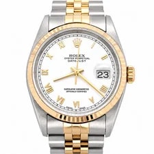Rolex — Rolex Oyster Perpetual DateJust 69173 Two Tone White Roman Dial — Watch — resale