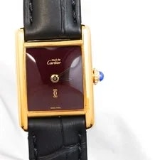 Cartier — Cartier Must Tank SM Hand Winding Wine Red Dial Gold Watches — Watch — resale
