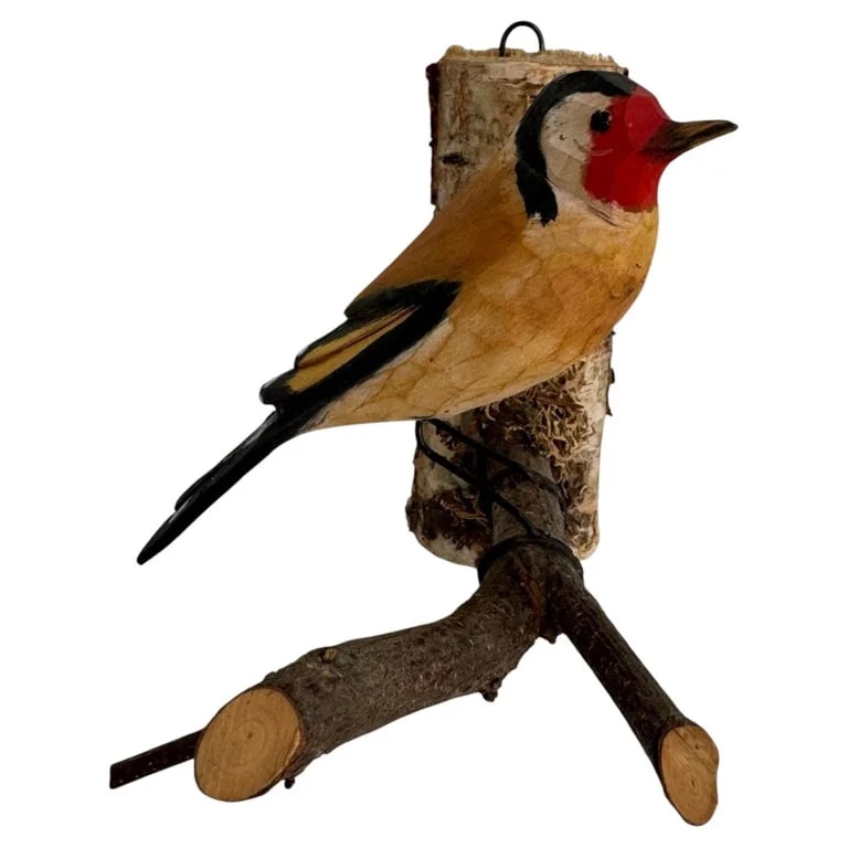 Viechtauer — Goldfinch Viechtauer Hand Carved Bird, Folk Art, Austria — Furniture — resale