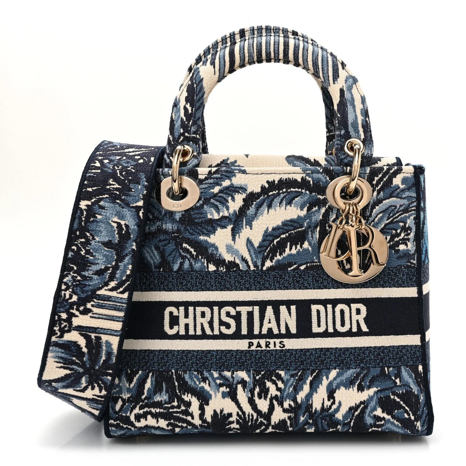 Dior — Embroidered Palm Tree Medium Lady D-Lite — Handbag — resale