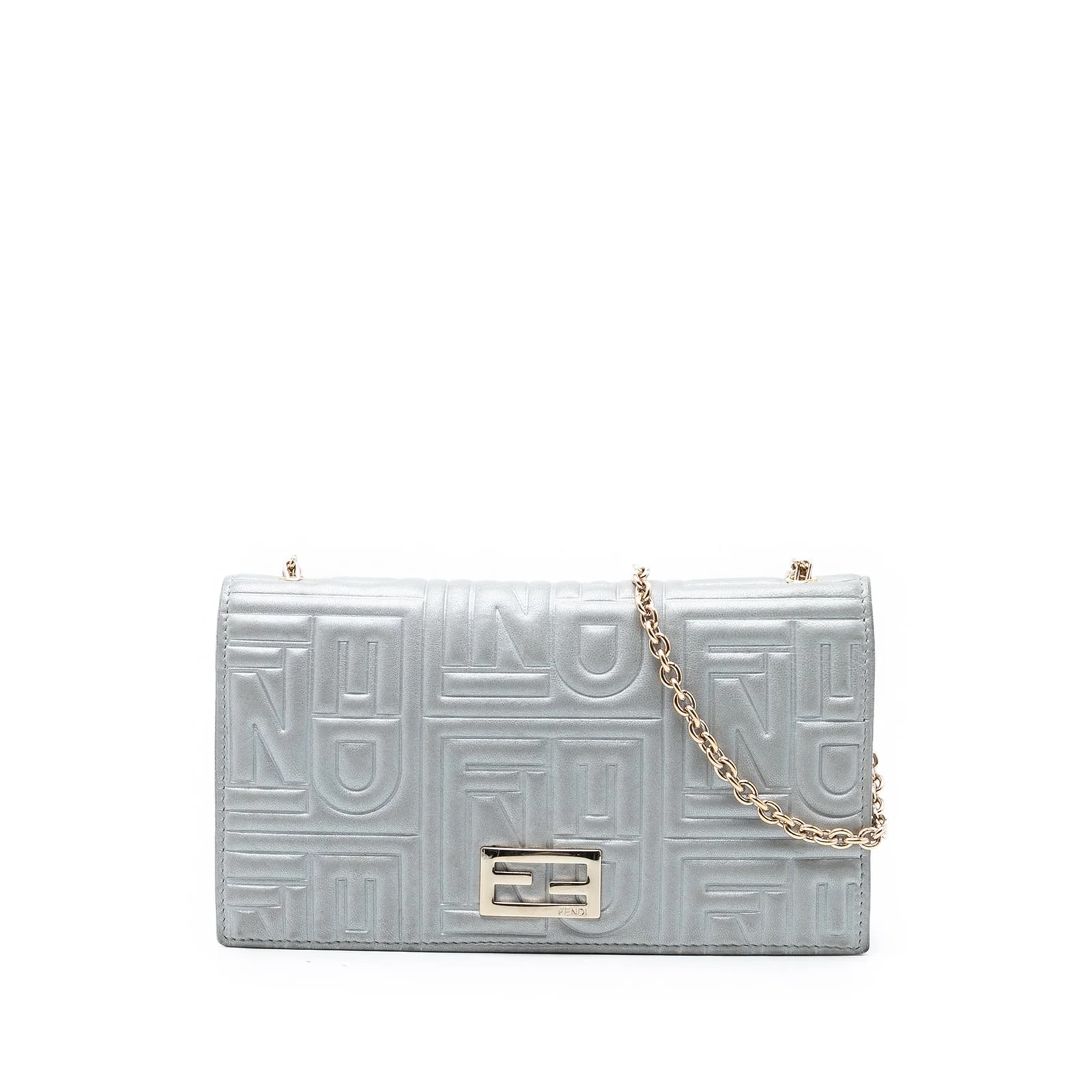 Fendi — Metallic Embossed Logo Chain — Handbag — resale