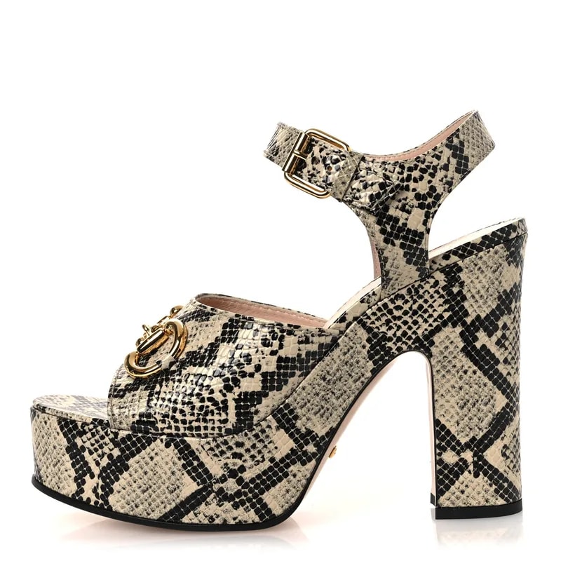 Gucci — Print Horsebit 40/135mm Platform 40.5 Avana — Designer Shoe — resale