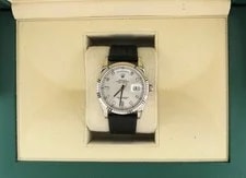 Rolex — 2006 Rolex DayDate 118239 Silver Diamond Dial Leather Strap 18kt White Gold 36mm — Watch — resale