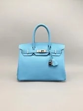 Hermès — Hermes Birkin 30 Celeste/Hydra Palladium Hardware Preowned Square O — Handbag — resale