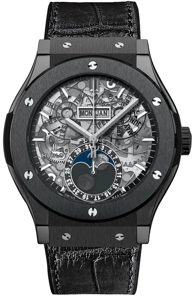 Worldofluxuryus — Hublot Classic Fusion Aerofusion Moonphase Black Ceramic — Watch — resale