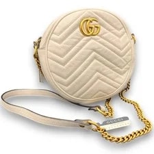Gucci — Gucci Marmont GG Chain Ziplock White Gold Japan — Handbag — resale
