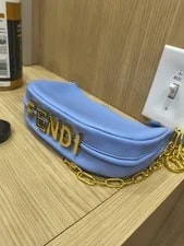 Fendi — Fendi Small Baguette Zip Closure Logo Chain Strap — Handbag — resale