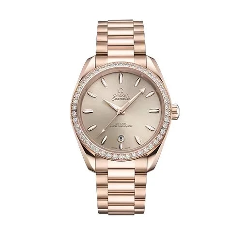 Worldofluxuryus — Omega Seamaster Aqua Terra 18K Sedna™ Gold & Diamonds — Watch — resale