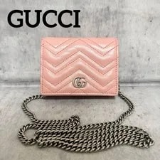Gucci — Gucci Marmont Compact Chain Wallet GG Bifold Card Coin Case — Handbag — resale