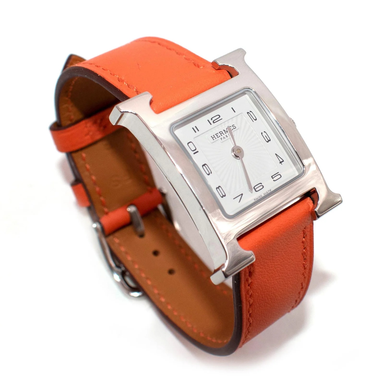 Hermès — Hermes Small "Heure H" With Orange Strap — Watch — resale
