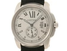 Cartier — Cartier Calibre de W7100037 Stainless Steel / Leather 43mm White Dial #DW1281 — Watch — resale