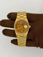 Rolex — 1984 Rolex Day-Date Oysterquartz Burlwood 36mm Yellow Gold 19018 — Watch — resale