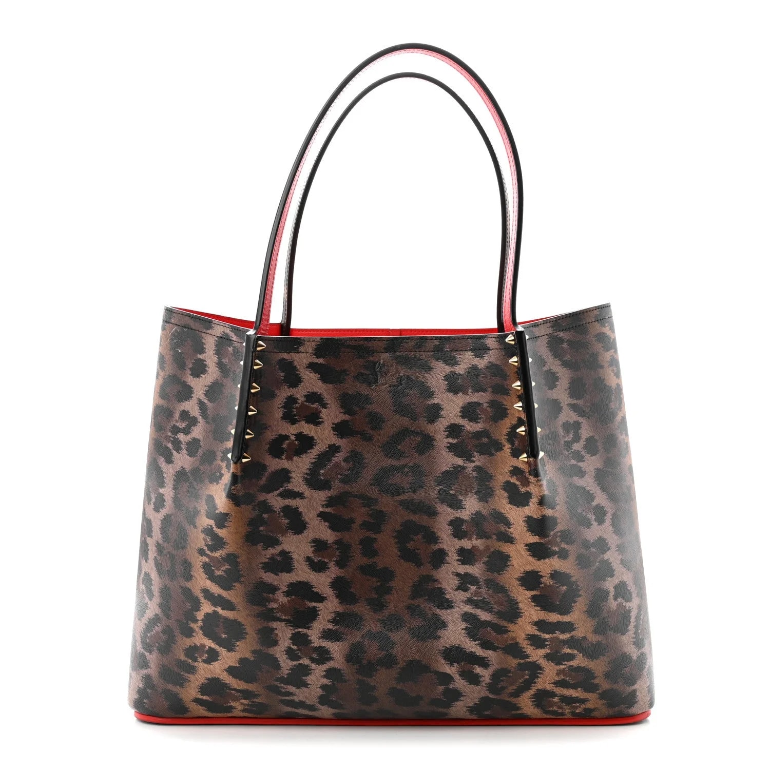 Christian Louboutin — Empire Leopard Print Spiked Large Cabarock Shopper — Handbag — resale