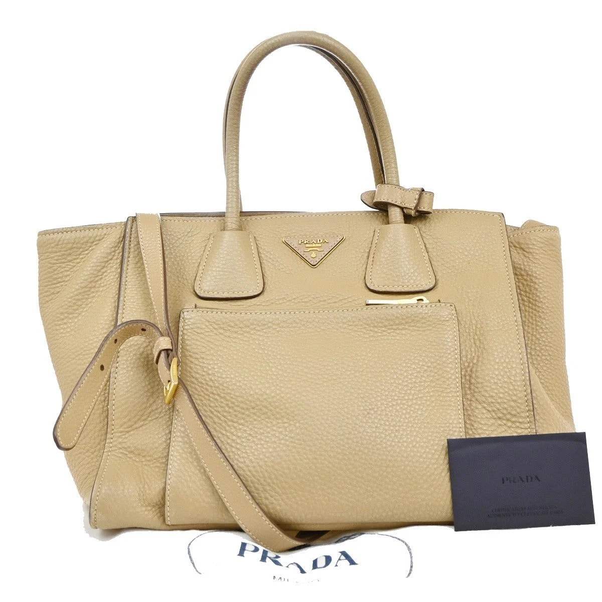 Prada — Prada Front Pocket Wing Convertible Vitello Daino — Handbag — resale