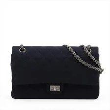 Chanel — Chanel Matelasse 2.55 Large Cotton Double Flap Double Chain Gunmet — Handbag — resale