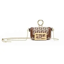 Fendi — Fendi Nano Baguette Charm Crossbody White Gold Hardware — Handbag — resale
