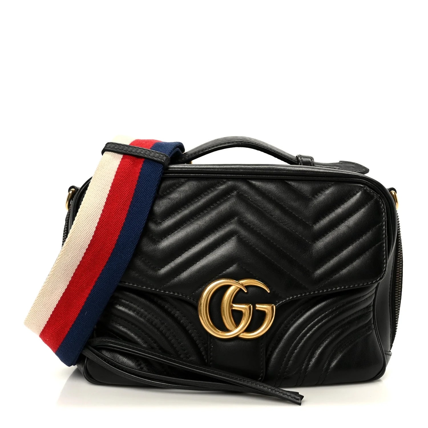 Gucci — Matelasse Sylvie Web Small GG Marmont Top Handle — Handbag — resale