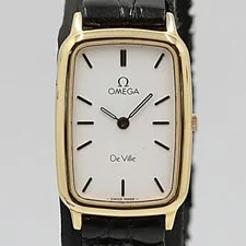 Omega — Dead Level Working Excellent Condition Omega de Ville Rectangular White Dial QZ — Watch — resale