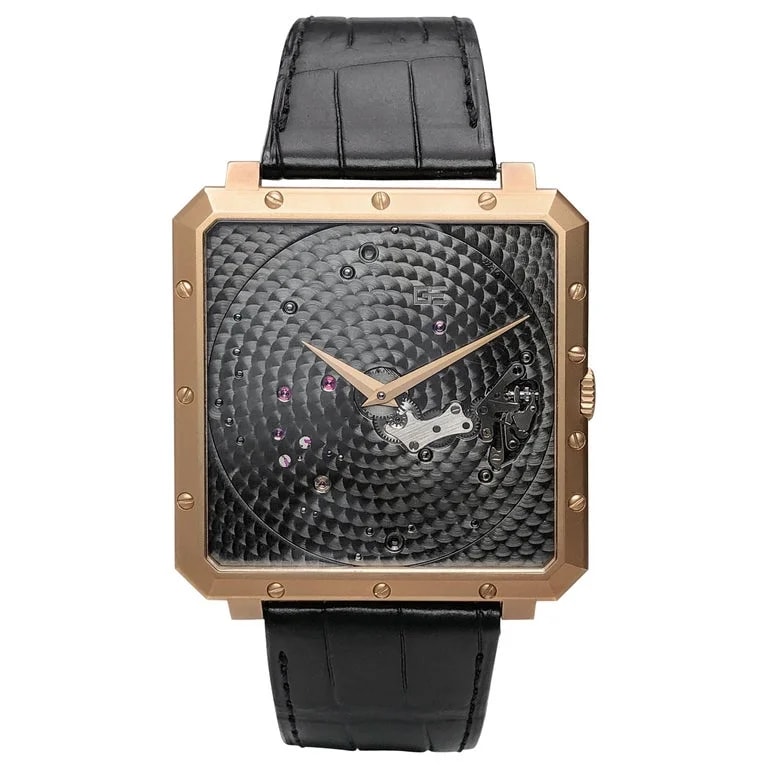 Guy Ellia — Guy Ellia 18 Karat Rose Gold Time Space Square Strap — Watch — resale