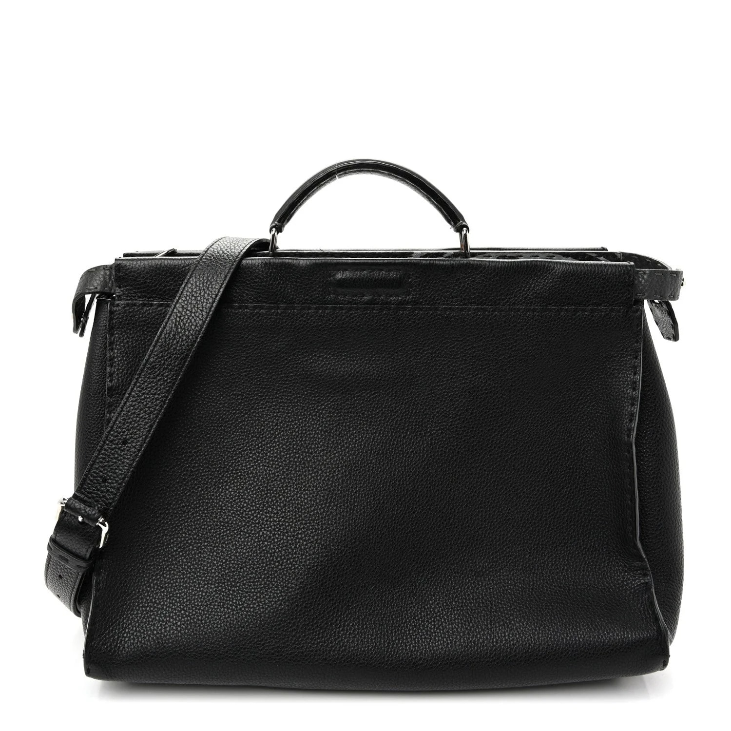 Fendi — Cuoio Romano Metal Stitch Large Peekaboo Iconic Essential Satchel — Handbag — resale