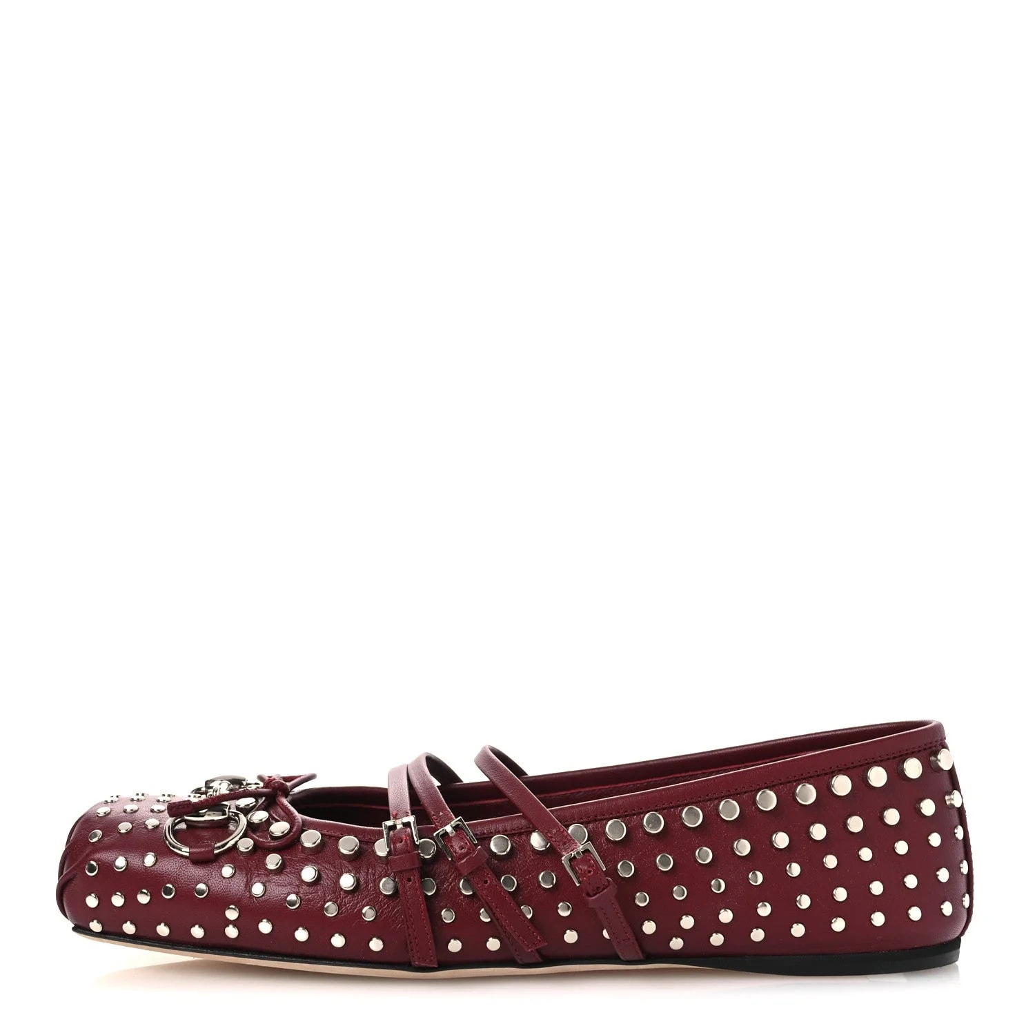 Gucci — Carmaque Studded Horsebit Ballet 39 Ancora — Designer Shoe — resale