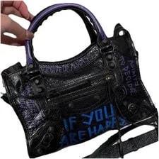 Balenciaga — Authentic Balenciaga City & Slogan Graffiti — Handbag — resale