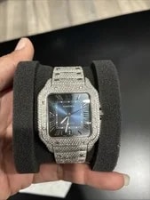 Cartier — Cartier Santos de Large Automatic Steel Aftermarket Diamonds — Watch — resale