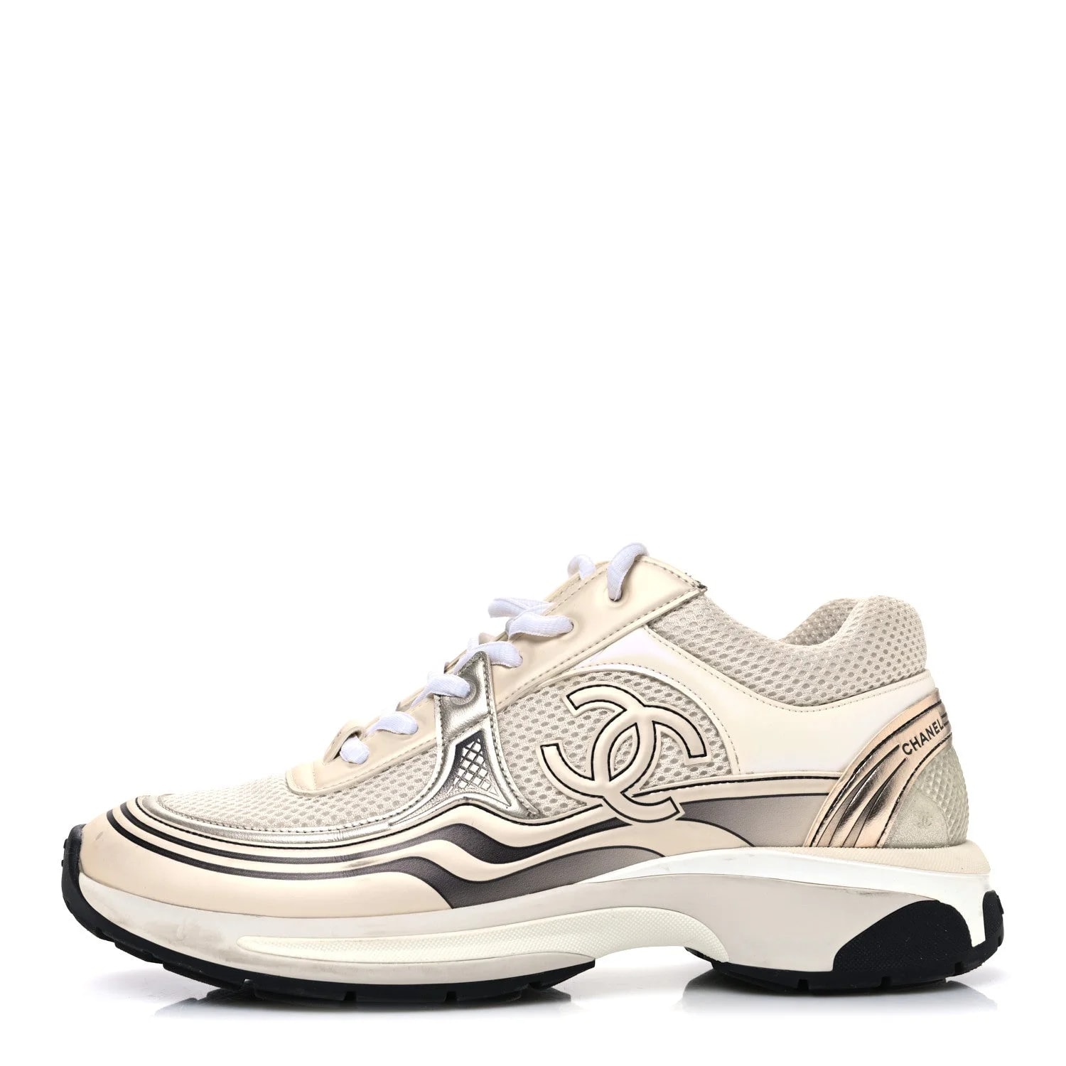 Chanel — Fabric Laminated Stretch CC Sneakers 37 — Sneaker — resale